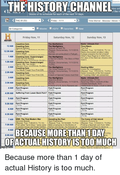 History channel programs schedule india 2017